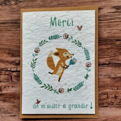 Carte à planter - Merci de m'aider à grandir (renard)