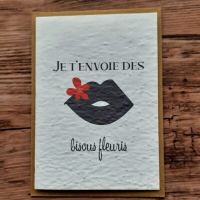 Carte à planter - Je t'envoie des bisous fleuris