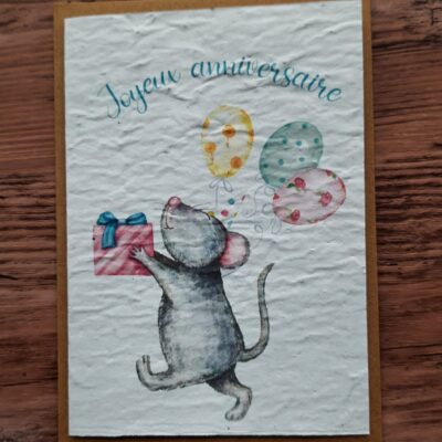 Carte à planter - Joyeux anniversaire (souris)