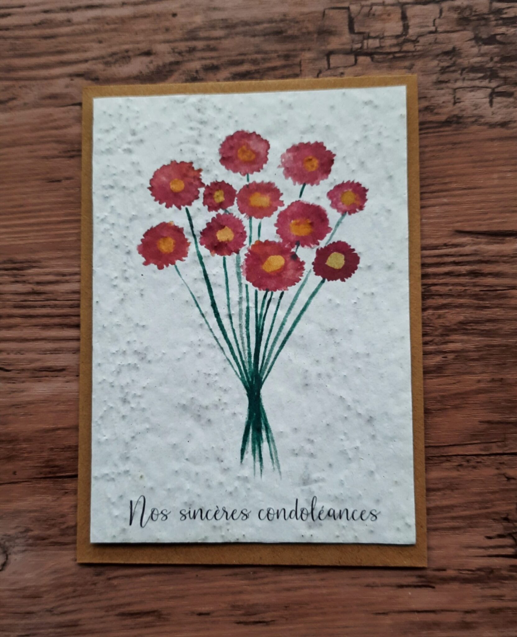 Carte à planter - Nos sincères condoléances 1 Carte à planter - Nos sincères condoléances