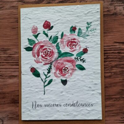 Carte à planter - Nos sincères condoléances (roses)